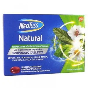 NeoTuss Natural málna ízesítésű szopogató tabletta 16x